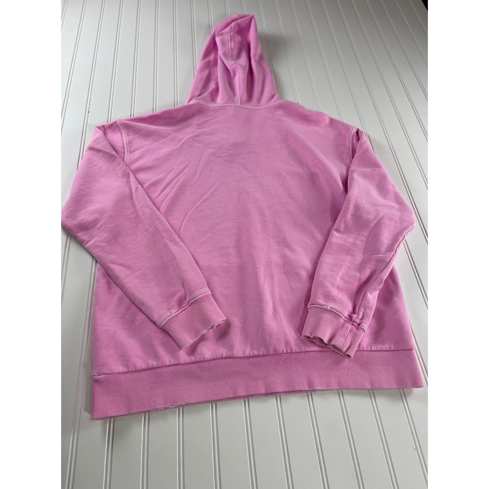 Kut from the Kloth Aliena Hoodie Neon Pink Distressed Cotton Pullover Large - Picture 8 of 10